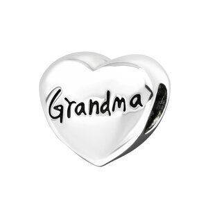 Grandma Charm Bead Sterling Silver Heart